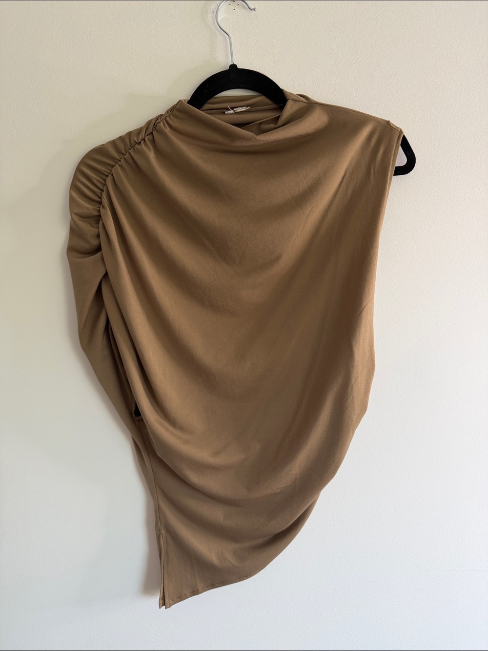 3/$45 H&M Asymmetrical Ruched One-Shoulder Dress in Brown